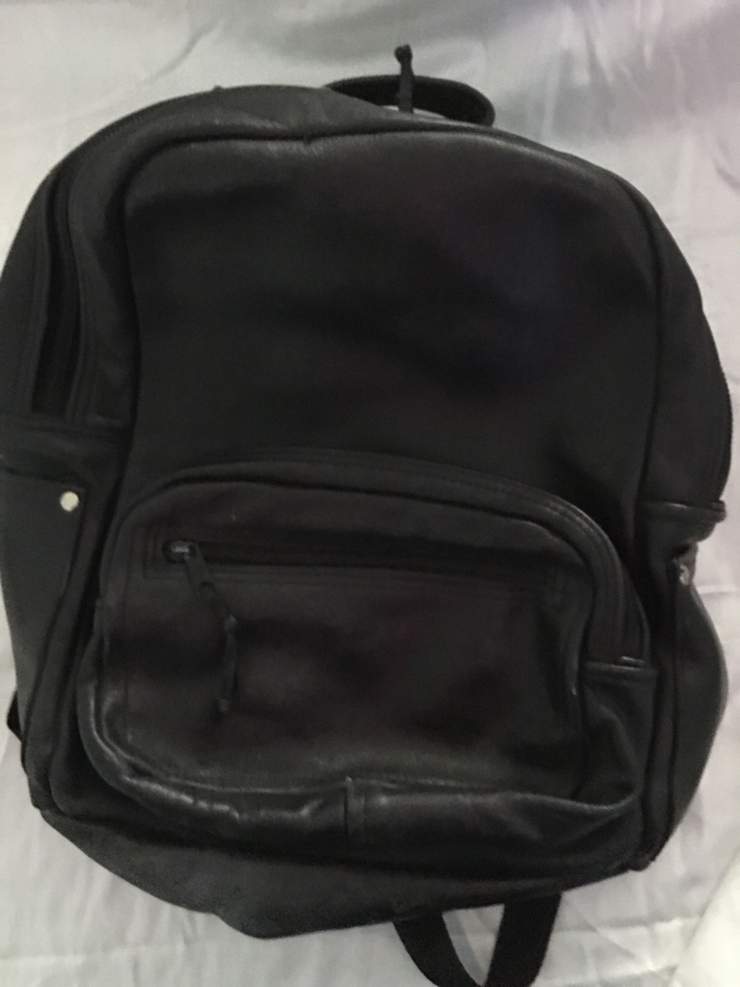Black Leather Book Bag/ Backpack