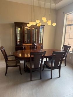 Complete Traditional Dining Room Set – Table, Chairs, Buffet & China Cabinet
