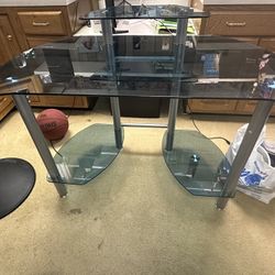 Blue Smoke Glass Tampered Desk Table 