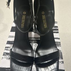 Black Square Toe Heels 
