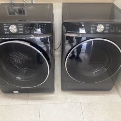 Samsung Bespoke Black Stainless Steel Washer 4.5 Cu Ft Gas Dryer 7.5 Vu Ft 