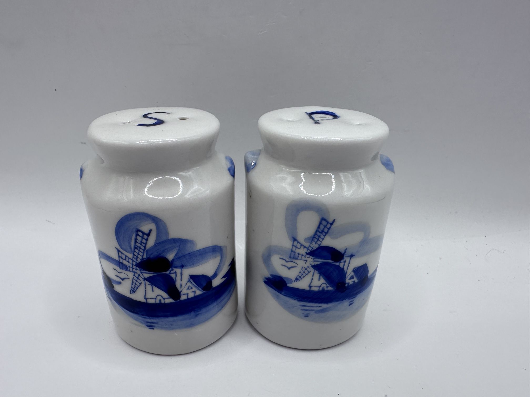 Vintage Delft Blue Windmill Salt & Pepper Shakers Holland
