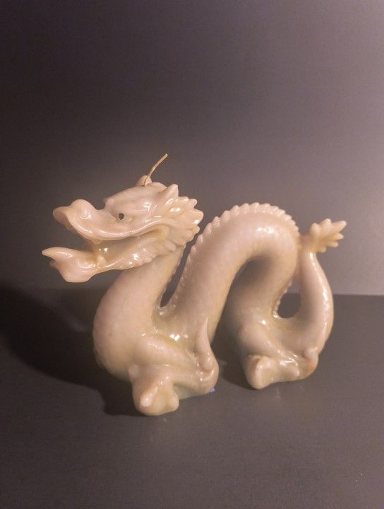 Vintage Light Green Wax Candle Dragon Never Lit