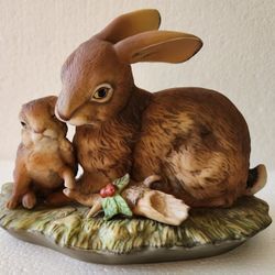 Vintage Masterpiece Porcelain Mom & Baby Bunnies by Homco 1979