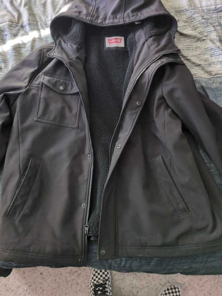 Levi's Winter Jacket Wool Inside With Rain Hoodie 