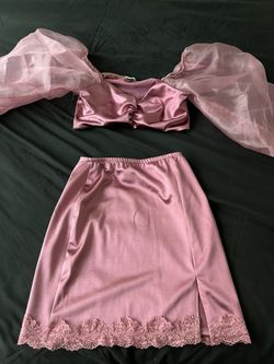 Fashion Nova Satin pink 2 Piece Set Size Small