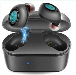 Truly Wireless Earbuds,CRSCN TWS Bluetooth 5.0 in-Ear Headphones with Touch Control 3D Stereo Bass Sound Earphones with Mic Waterproof Earbuds