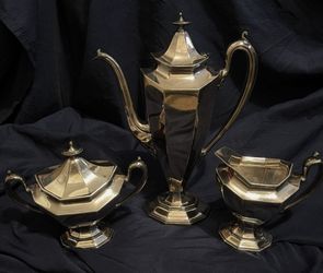 reed and barton 3 piece silver plate tea set