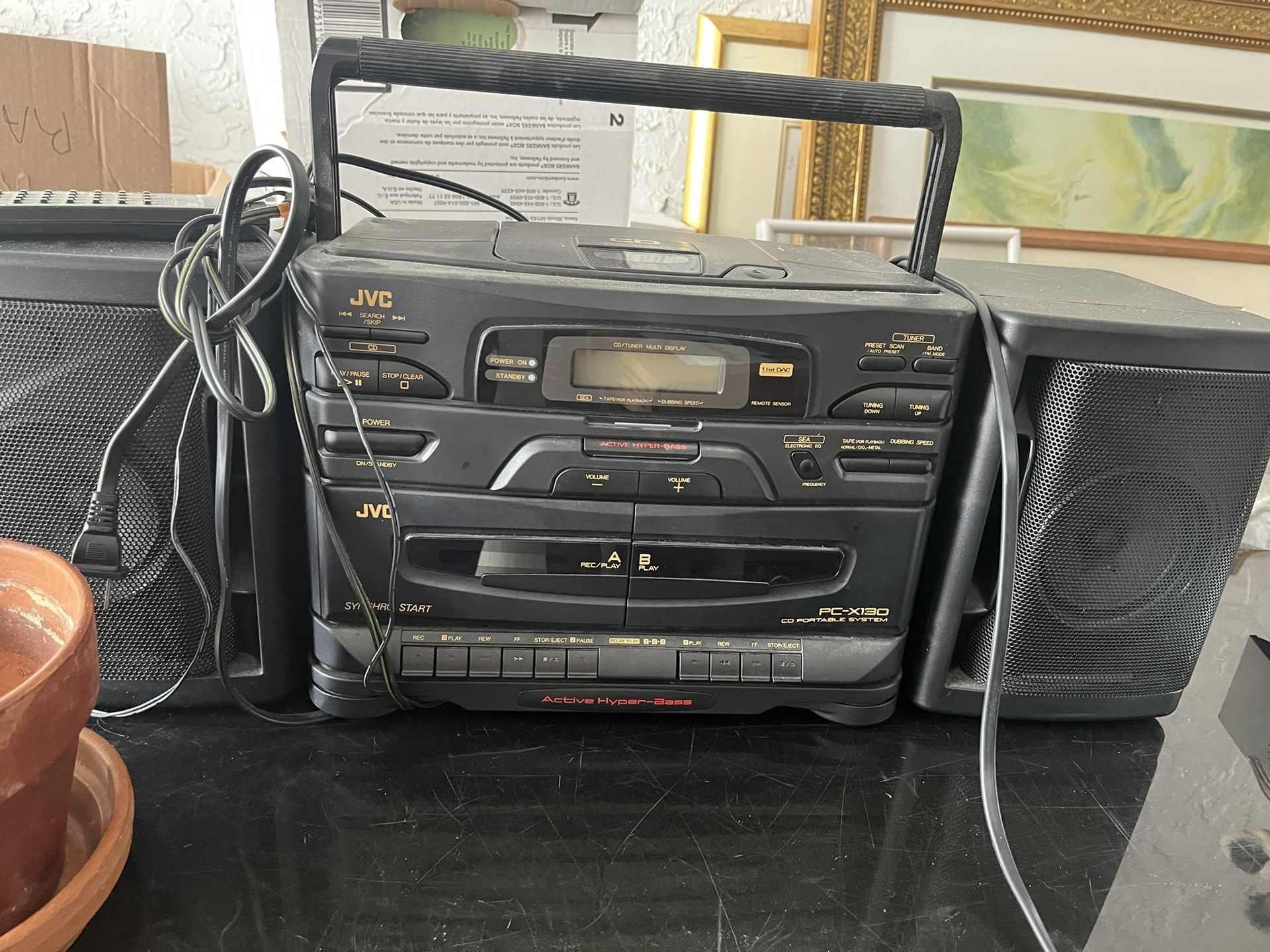 Vintage 1992 JVC PC-X100 AM/FM Radio CD Dual Cassette Player Boombox