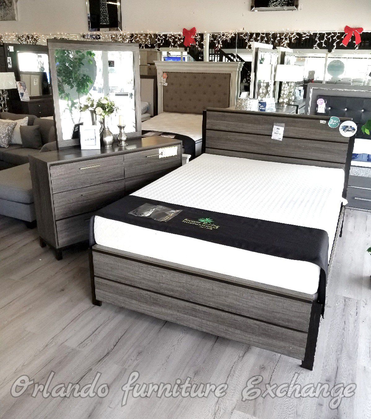 $699 WE DELIVER! BRAND NEW QUEEN BED FRAME DRESSER AND MIRROR