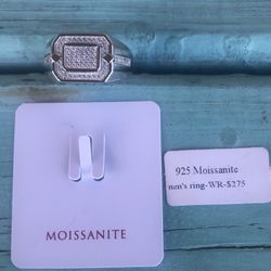 Nice New Mens Sterling Silver .925 Moissanite Ring Size 11 with Maker Marked BSI-Tests As Diamonds-Pics Dont Do It Justice 