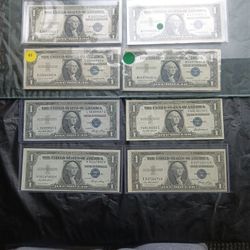 (Lot of 8)Legal Currency $1 Silver Certificates 
