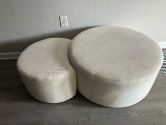 Cream Nesting Ottoman Coffee Table