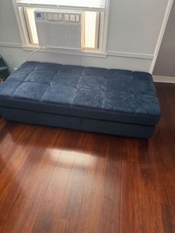 Blue Plush Indigo Cocktail Ottoman