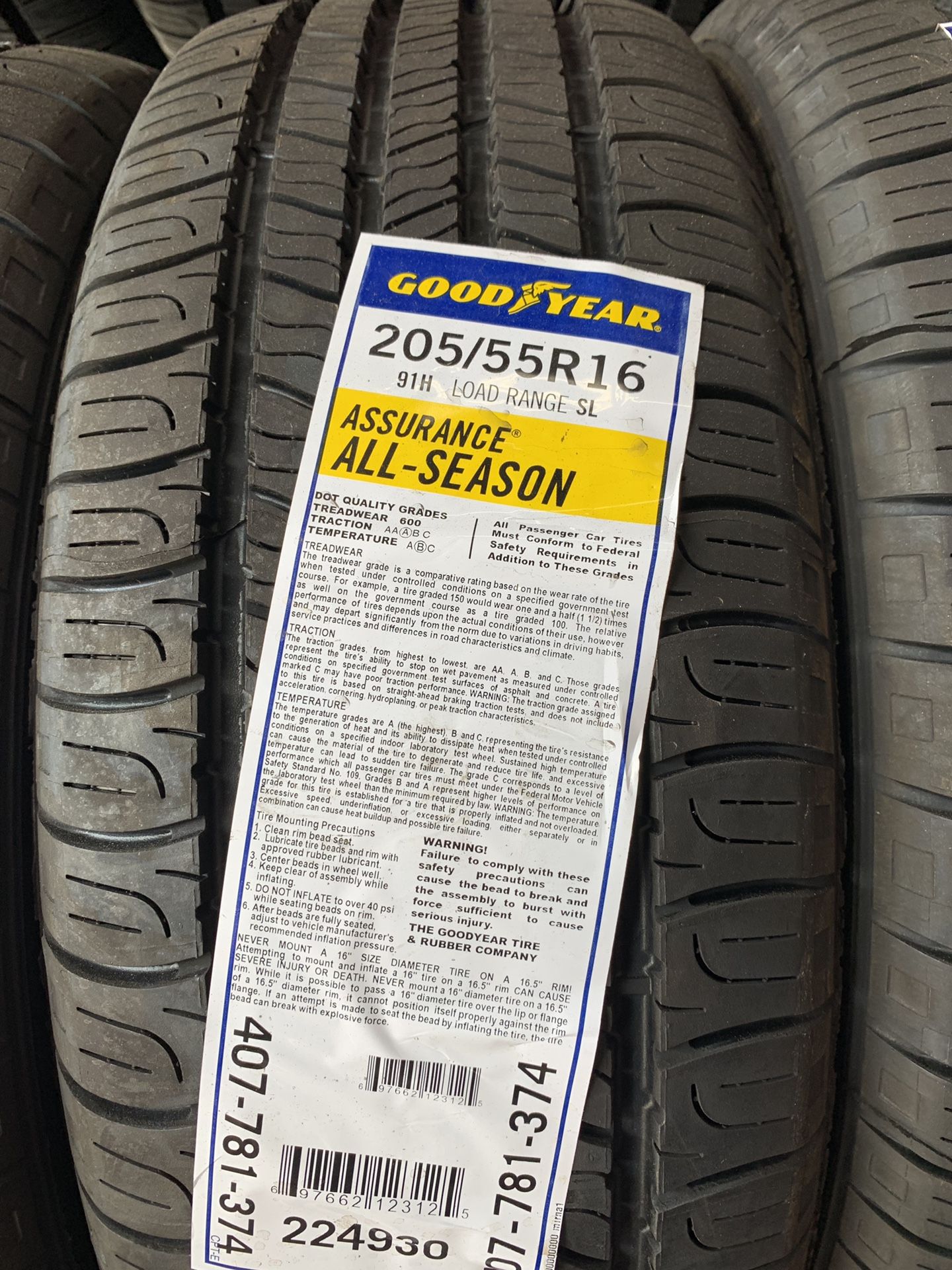 New Goodyear Tires 205/55R16 wholesale to the public