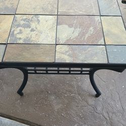 2 New Metal/ Wrought Iron And Slate Stone Tables