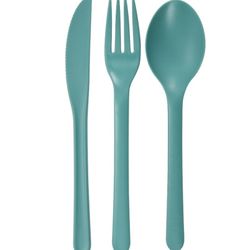 Mainstays Eco-Friendly Teal 3-Piece Flatware Set