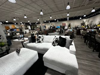 White Fabric Sectional Sofa with Chaise
