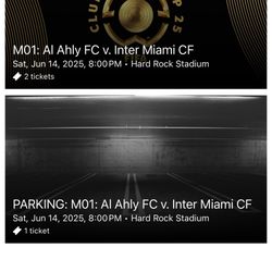 2 Tickets + Parking Yellow FIFA Club World Cup 06/14