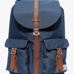 Herschel Dawson Backpack, Navy/Tan Synthetic Leather, Classic 20.5L