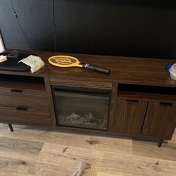 TV Console w/ Cubbies, Storage & Electric Fireplace