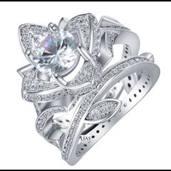 New 18k White Gold Wedding Ring Set 