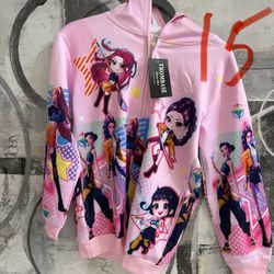 KPop Demon Hunters Zip Up Hoodie Size 15 Light Pink