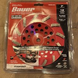 Bauer 7” Segmented Diamond Cup Wheel 