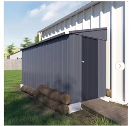 4 ft. W x 10 ft. D Metal Storage Lean-to Shed 40 sq. ft. in Gray