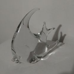 SA - MURANO GLASS  ANGELFISH FIGURINE PAPERWEIGHT 5.5"×5"×1.5" - V80