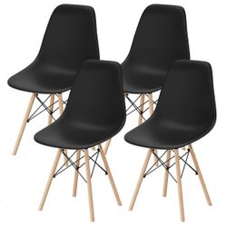 Mid-Century Modern Black Dining Chairs (Set of 4)