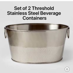  23.5L Stainless Steel Hammered Metal Oval Beverage Tub - Threshold