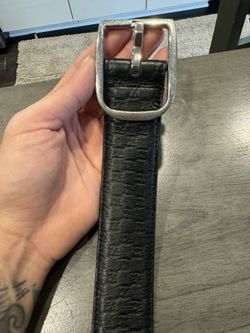Black Gucci Print Leather Belt