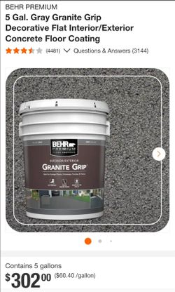 Behr 5 gallon Grey granite grip floor coating