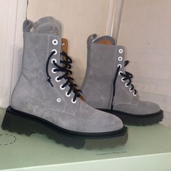 Off White Ankle Grey Suede Boots 