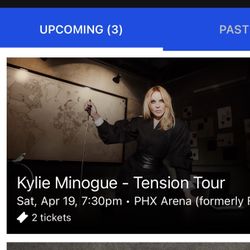 2 tickets to Kylie Minogue Tonight 