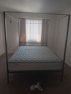 Black Metal Queen Canopy Bed Frame