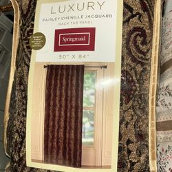Springmaid “Luxury” Paisley Chenille Jacquard Back Tab Panel curtain set.