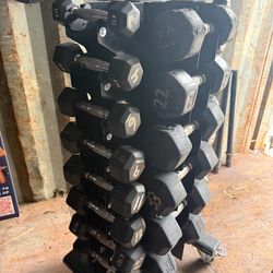 Rubber hex dumbbells