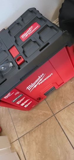 This is a Milwaukee PACKOUT cabinet, likely model 48-22-8445. Originally 160 before tax.