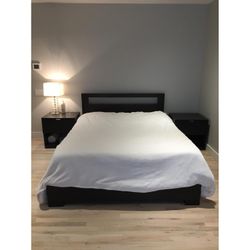 Twin beds West Elm dark brown