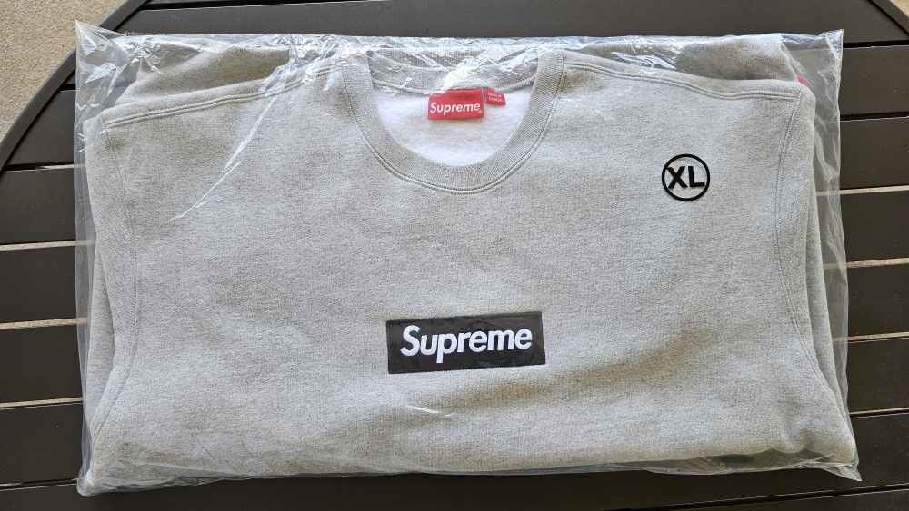 BRAND NEW + RECEIPT | Supreme Box Logo Crewneck Heather Grey Size XL FW22