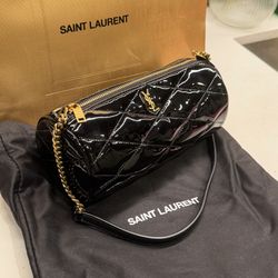 NEW YSL Saint Laurent Lambskin Monogram Mini Sade Tube Bag Black Gift set