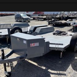 2024 14' Double Axle Car Utility Hauler (GVWR 7500 lbs) with Spare Tire - Winch - Toolbox - Tie Downs - Gas Holder
