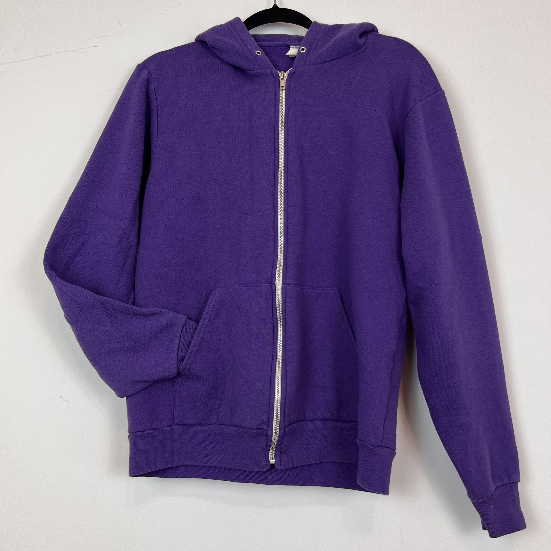 American Apparel Unisex Long Sleeve USA Purple Flex Fleece Zip Hoodie F497 Sz M
