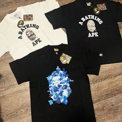 Black And White BAPE Shirts 