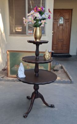 3 Tier Antique Mahogany Butler's Side Table