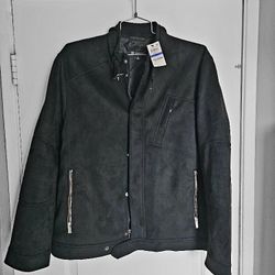 Men's Jacket Faux Suede Leather XL Black Chamarra