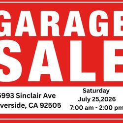 GARAGE SALE SATURDAY 7/25/26 7am- 2pm