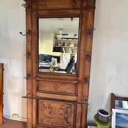 Beautiful Carved Wood Antique Hall Tree